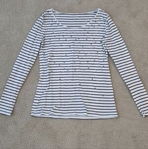 Ann Taylor Factory Striped Sequin Long-sleeved Tee